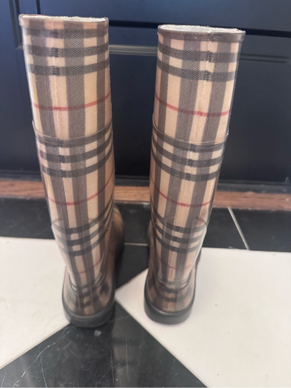 Burberry vintage Nova Check Rain Boots - size 37